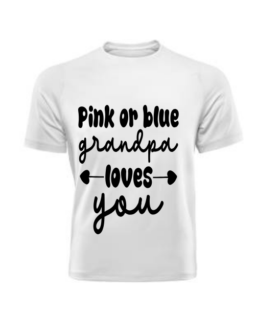 Pink or blue Grandpa loves you T shirt